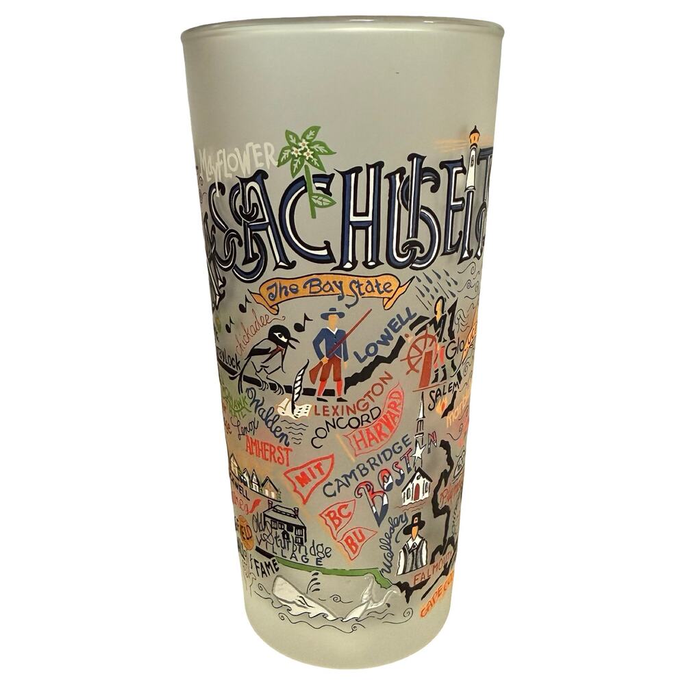 Catstudio Massachusetts Boston Cape Cod Frosted Colorful 15 oz Drinking Glass